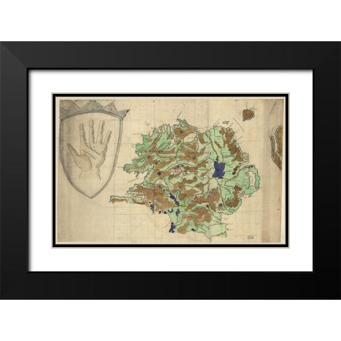 Ulster Ireland 1885 Black Modern Wood Framed Art Print with Double Matting by Vintage Maps