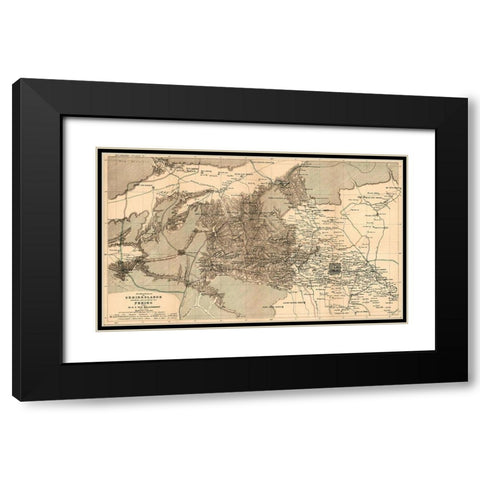 Mongolia 1915 Black Modern Wood Framed Art Print with Double Matting by Vintage Maps