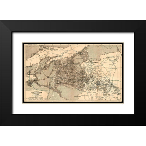 Mongolia 1915 Black Modern Wood Framed Art Print with Double Matting by Vintage Maps