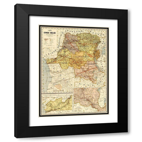 Belgian Congo 1896 Black Modern Wood Framed Art Print with Double Matting by Vintage Maps