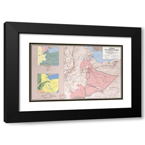 Ethiopia the Ogaden Region Black Modern Wood Framed Art Print with Double Matting by Vintage Maps