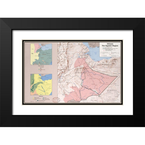 Ethiopia the Ogaden Region Black Modern Wood Framed Art Print with Double Matting by Vintage Maps