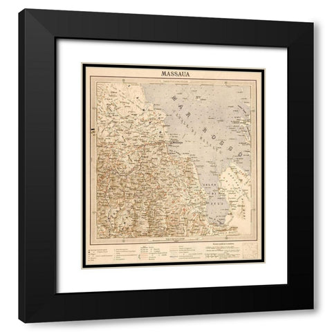 Massaua Ethiopia Eritrea 1896 Black Modern Wood Framed Art Print with Double Matting by Vintage Maps