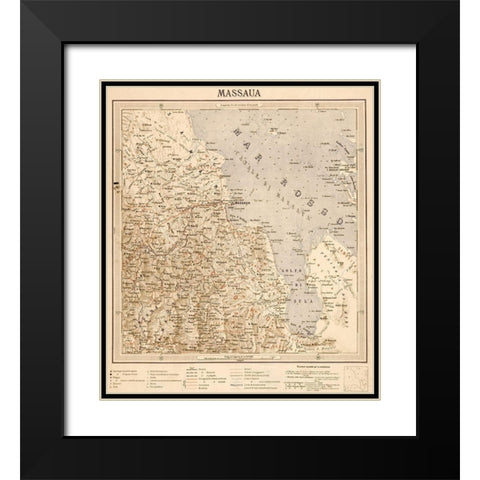 Massaua Ethiopia Eritrea 1896 Black Modern Wood Framed Art Print with Double Matting by Vintage Maps