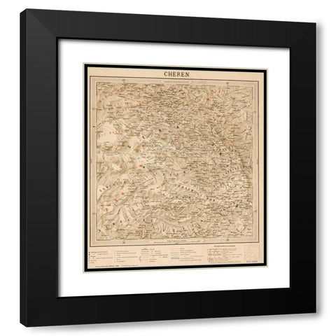 Cheren Eritrea Ethiopia Black Modern Wood Framed Art Print with Double Matting by Vintage Maps