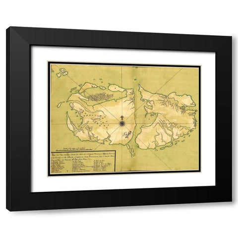 Falkland Islands Malvinas 1700 South America Black Modern Wood Framed Art Print with Double Matting by Vintage Maps