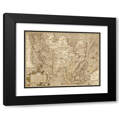 Asia 1600 Black Modern Wood Framed Art Print with Double Matting by Vintage Maps