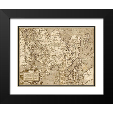 Asia 1600 Black Modern Wood Framed Art Print with Double Matting by Vintage Maps