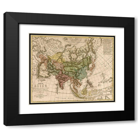 Asia 1805 Black Modern Wood Framed Art Print with Double Matting by Vintage Maps