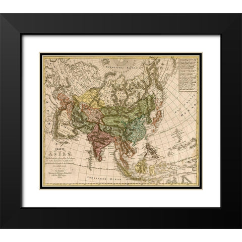 Asia 1805 Black Modern Wood Framed Art Print with Double Matting by Vintage Maps