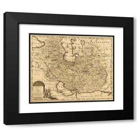 Persia Iran 1767 Black Modern Wood Framed Art Print with Double Matting by Vintage Maps