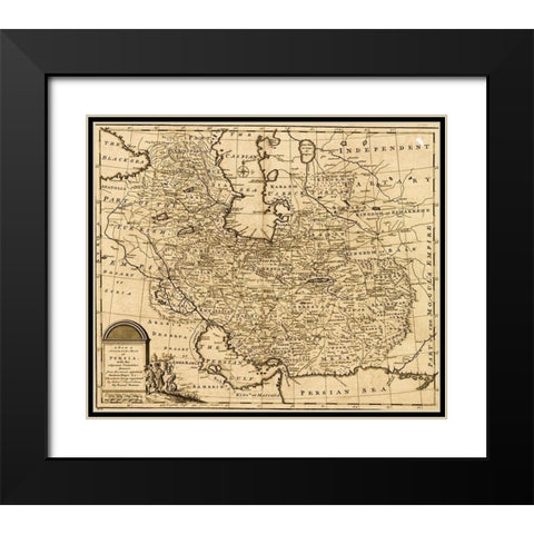 Persia Iran 1767 Black Modern Wood Framed Art Print with Double Matting by Vintage Maps