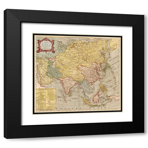 Asia 1700s Black Modern Wood Framed Art Print with Double Matting by Vintage Maps