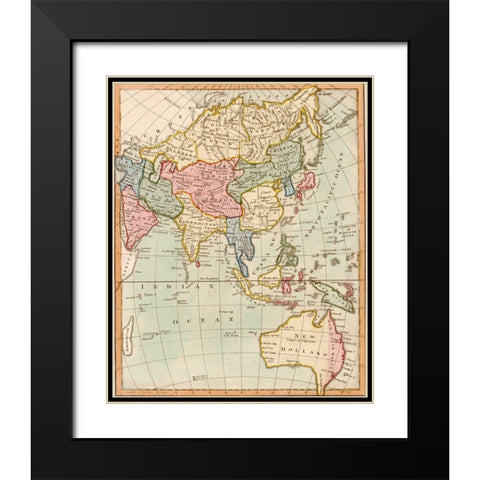 Asia 1796 Black Modern Wood Framed Art Print with Double Matting by Vintage Maps