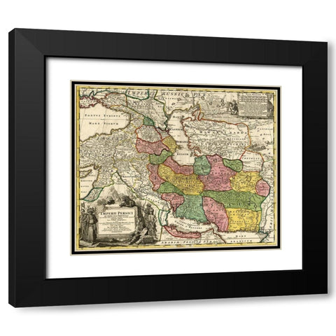 Imperial Persia Iran Black Modern Wood Framed Art Print with Double Matting by Vintage Maps
