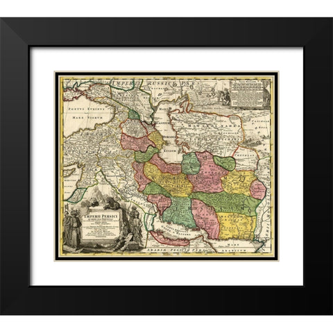 Imperial Persia Iran Black Modern Wood Framed Art Print with Double Matting by Vintage Maps