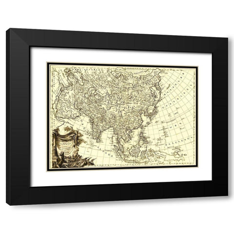 Asia 1787 Black Modern Wood Framed Art Print with Double Matting by Vintage Maps