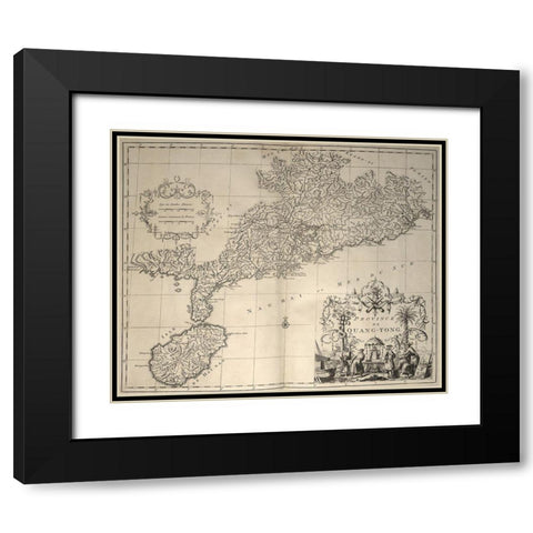 China and Hainan Island 1737 Black Modern Wood Framed Art Print with Double Matting by Vintage Maps