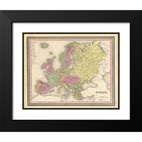 Europe 1849 Black Modern Wood Framed Art Print with Double Matting by Vintage Maps