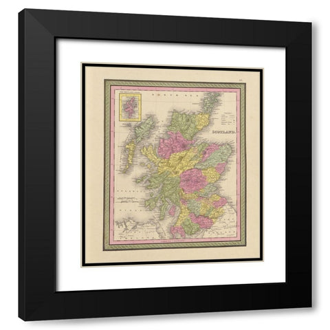 Scotland 1849 Black Modern Wood Framed Art Print with Double Matting by Vintage Maps