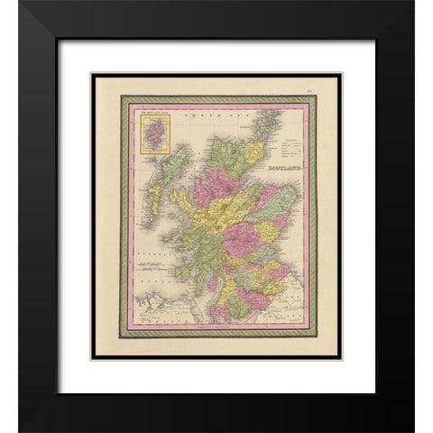 Scotland 1849 Black Modern Wood Framed Art Print with Double Matting by Vintage Maps