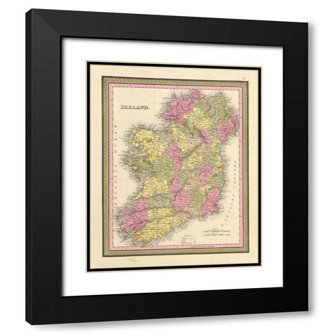 Ireland 1849 Black Modern Wood Framed Art Print with Double Matting by Vintage Maps