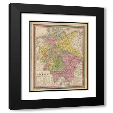 Germany 1849 Black Modern Wood Framed Art Print with Double Matting by Vintage Maps