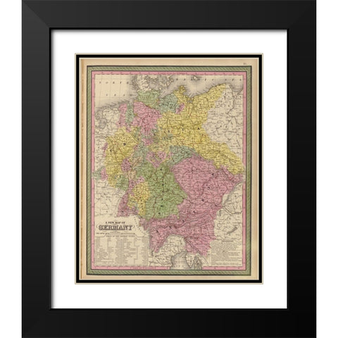 Germany 1849 Black Modern Wood Framed Art Print with Double Matting by Vintage Maps