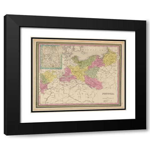 Prussia 1849 Black Modern Wood Framed Art Print with Double Matting by Vintage Maps
