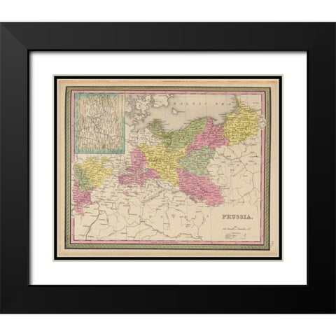 Prussia 1849 Black Modern Wood Framed Art Print with Double Matting by Vintage Maps