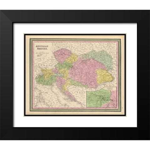 Austrian Empire 1849 Black Modern Wood Framed Art Print with Double Matting by Vintage Maps