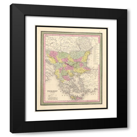 Turkey 1849 Black Modern Wood Framed Art Print with Double Matting by Vintage Maps