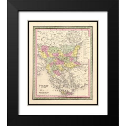 Turkey 1849 Black Modern Wood Framed Art Print with Double Matting by Vintage Maps