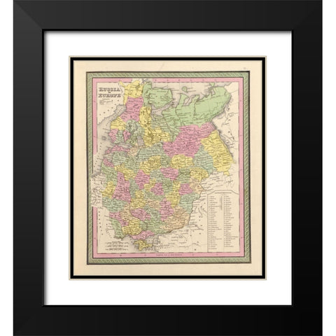 Russia in Europe 1849 Black Modern Wood Framed Art Print with Double Matting by Vintage Maps