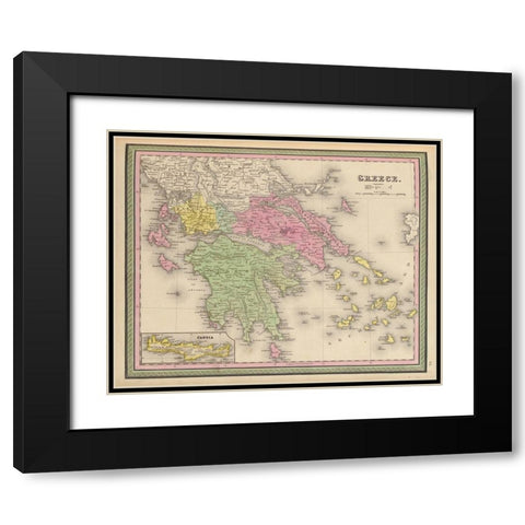 Greece 1849 Black Modern Wood Framed Art Print with Double Matting by Vintage Maps