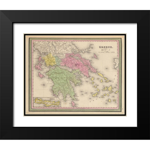 Greece 1849 Black Modern Wood Framed Art Print with Double Matting by Vintage Maps