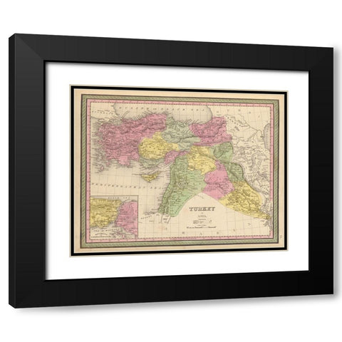 Turkey in Asia 1849 Black Modern Wood Framed Art Print with Double Matting by Vintage Maps