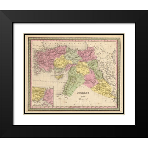 Turkey in Asia 1849 Black Modern Wood Framed Art Print with Double Matting by Vintage Maps