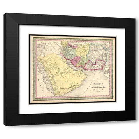 Persia and Arabia 1849 Black Modern Wood Framed Art Print with Double Matting by Vintage Maps
