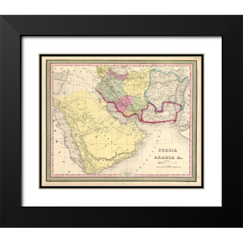 Persia and Arabia 1849 Black Modern Wood Framed Art Print with Double Matting by Vintage Maps