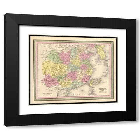 China 1849 Black Modern Wood Framed Art Print with Double Matting by Vintage Maps