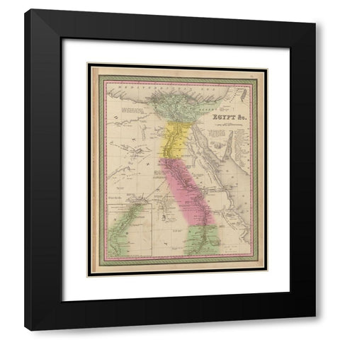 Egypt 1849 Black Modern Wood Framed Art Print with Double Matting by Vintage Maps