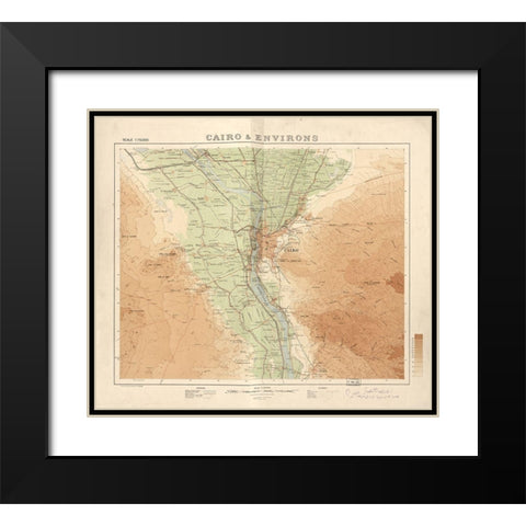 Cairo and Its Environs 1925 Black Modern Wood Framed Art Print with Double Matting by Vintage Maps