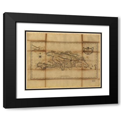 Santo Domingo 1796 Black Modern Wood Framed Art Print with Double Matting by Vintage Maps