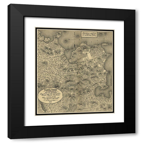 Rio De Janiero 1911 Black Modern Wood Framed Art Print with Double Matting by Vintage Maps