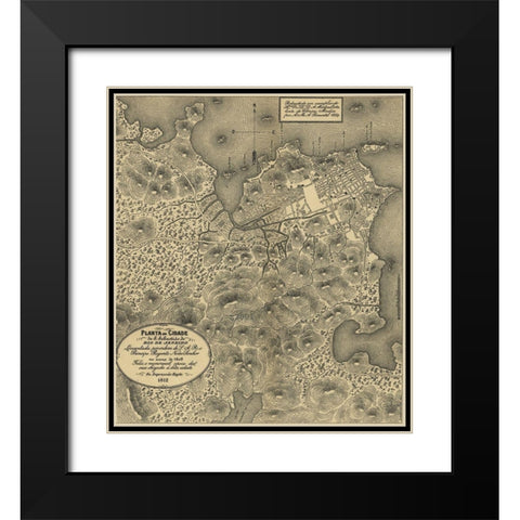 Rio De Janiero 1911 Black Modern Wood Framed Art Print with Double Matting by Vintage Maps