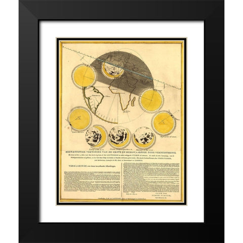 Lunar Phases Black Modern Wood Framed Art Print with Double Matting by Vintage Maps
