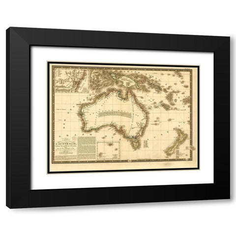 Australia 1826 Black Modern Wood Framed Art Print with Double Matting by Vintage Maps
