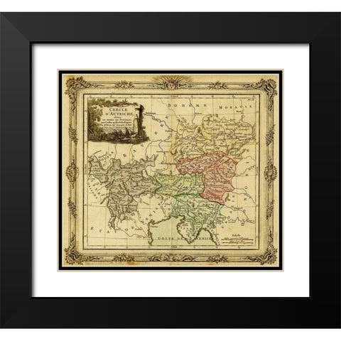 Holy Roman Empire and Austria 1792 Black Modern Wood Framed Art Print with Double Matting by Vintage Maps