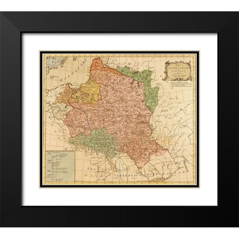 Kingdom of Poland and The Grand Duchy of Lithuania 1777 Black Modern Wood Framed Art Print with Double Matting by Vintage Maps